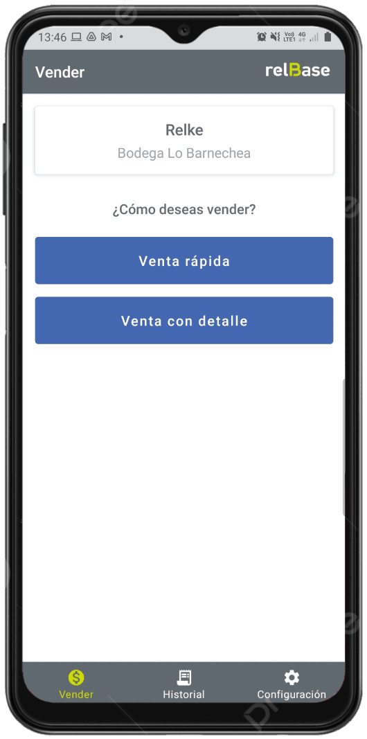App relBase - Pantalla principal